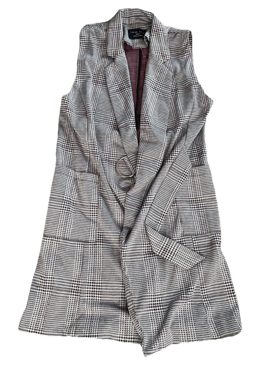 Women’s Love Tree Long Vest Top Grey Black Burgundy 2 Pockets Size Small